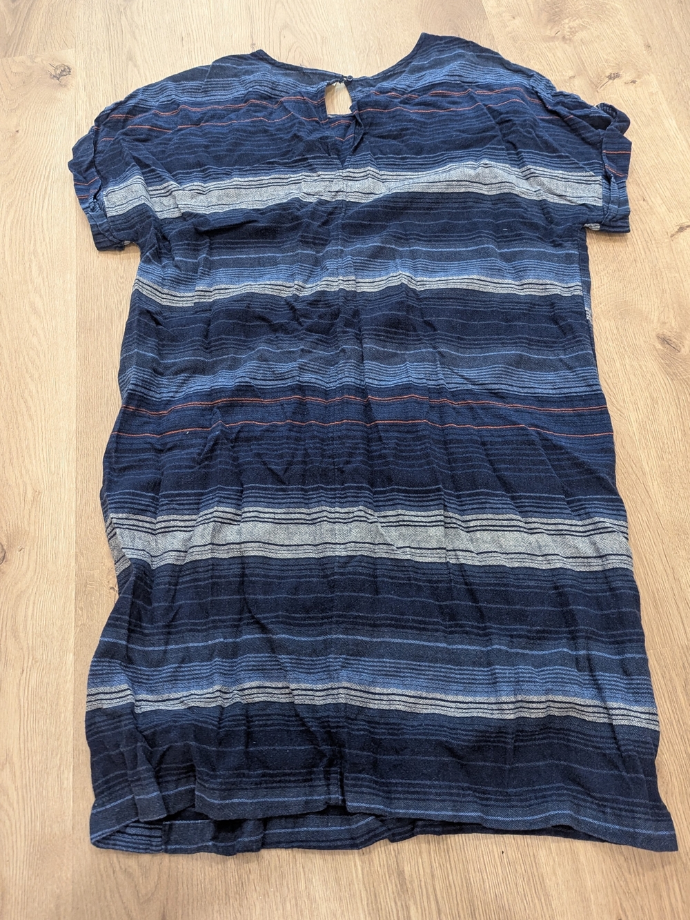Old Navy Navy Blue Striped Linen Shift